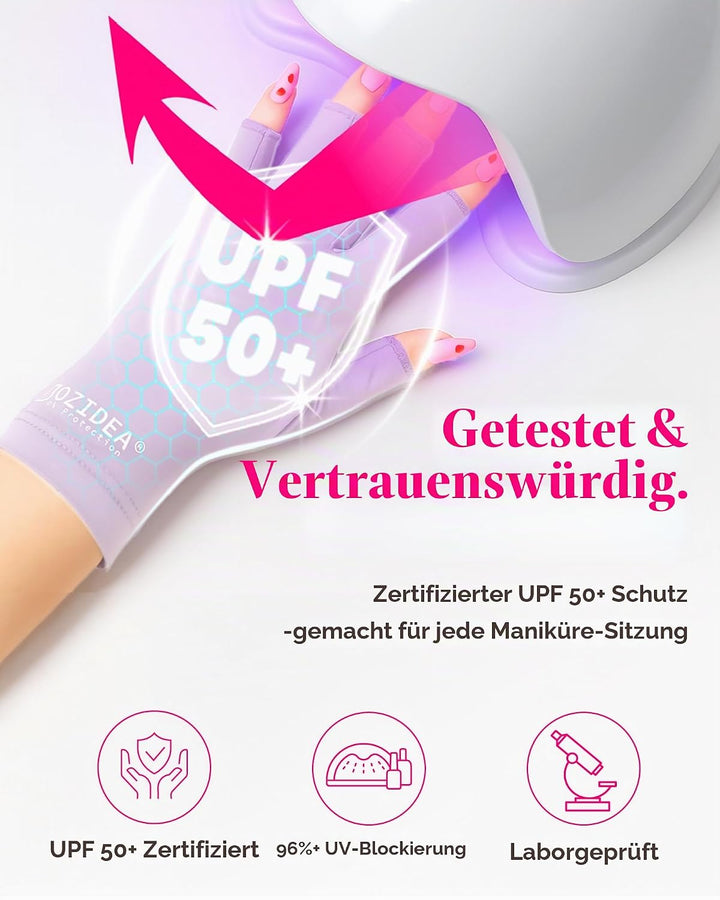 Zierliche Hände UV Handschuhe Nägel, UPF50+ UV-Schutz-Handschuhe, Fingerloses Design für Gel-Manikür