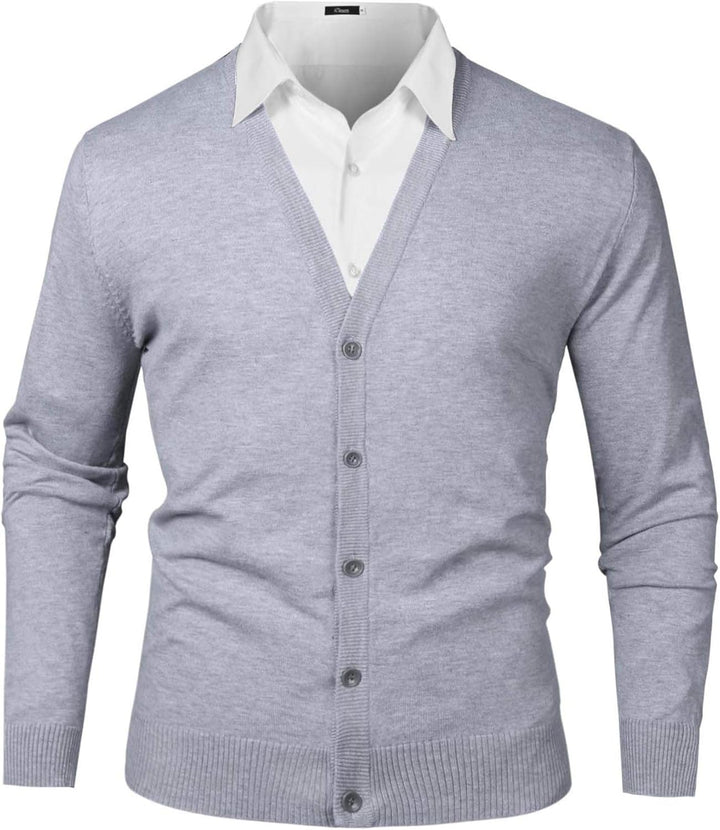 iClosam Herren Strickjacke Cardigan Mit V-Ausschnitt Aus Baumwolle Grau S, Grau S
