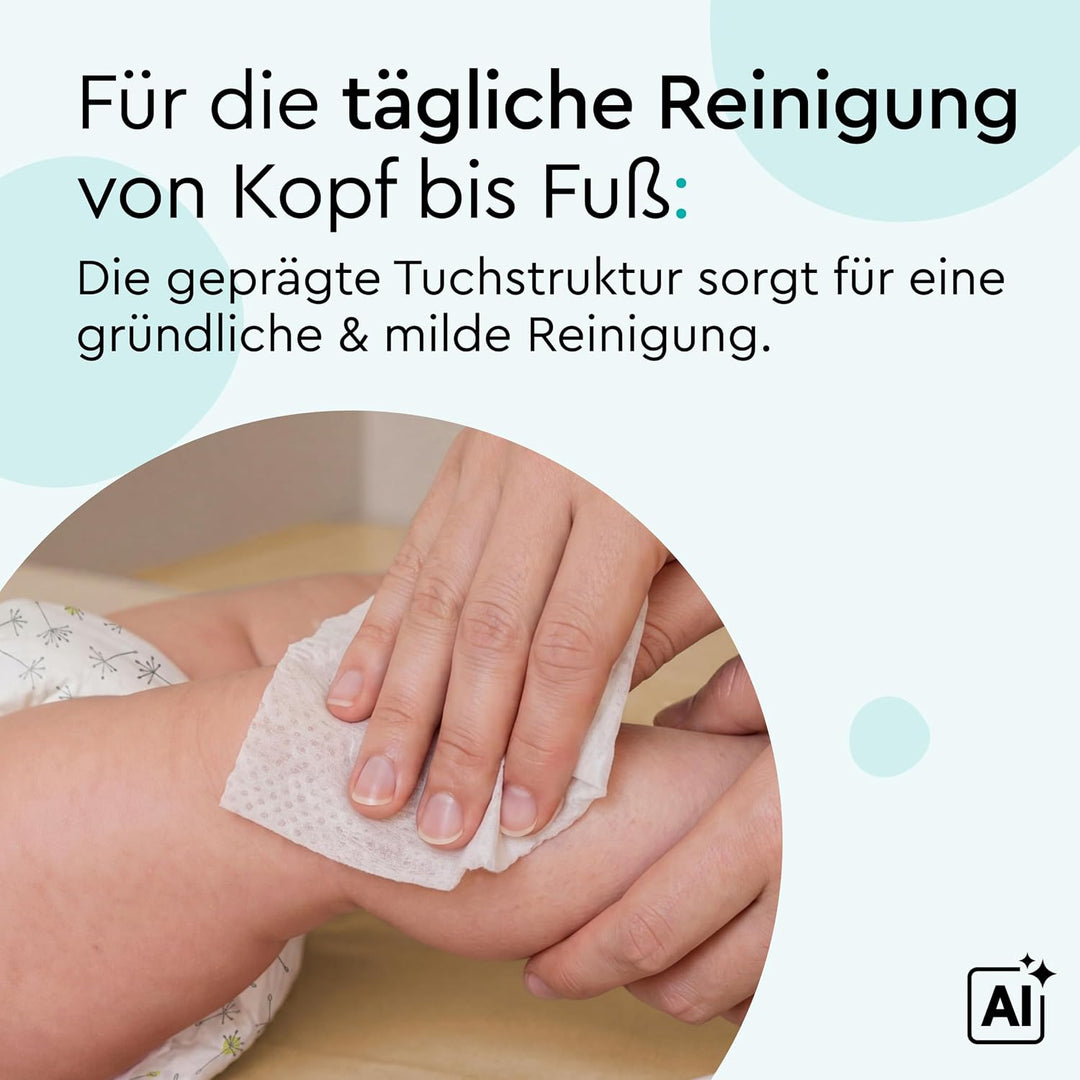LILLYDOO Feuchte Waschtücher 350 Stück (7 X 50), 100% plastikfrei, extra grosses Tuch, ohne Parfüme