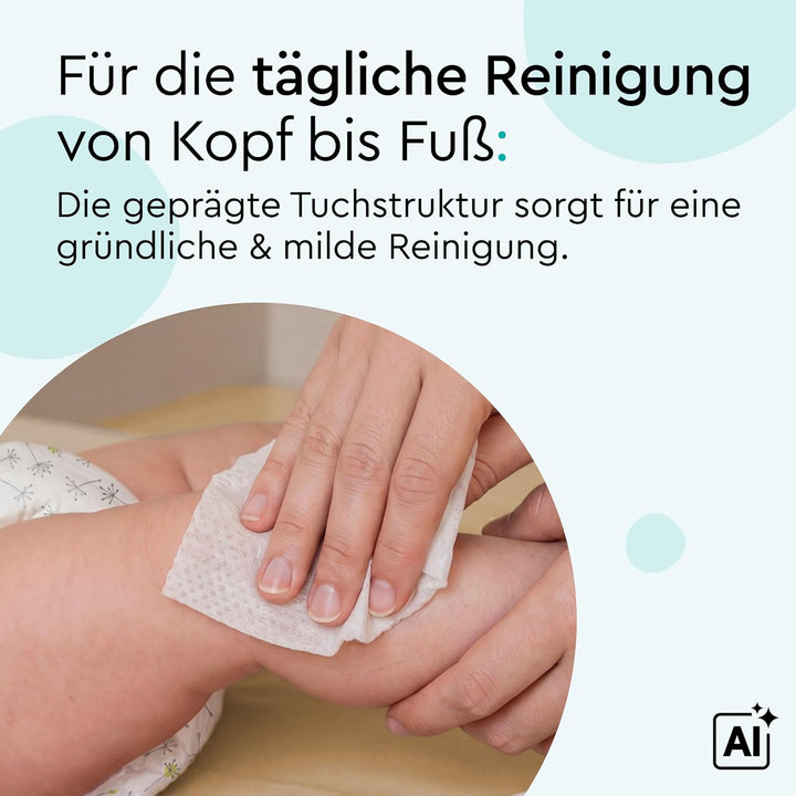 LILLYDOO Feuchte Waschtücher 350 Stück (7 X 50), 100% plastikfrei, extra grosses Tuch, ohne Parfüme