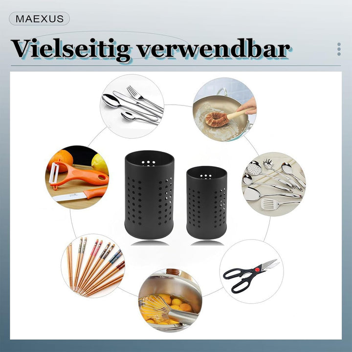 MAEXUS Küchenutensilienhalter, 2er Behälter für Küchenutensilien Organizer, Edelstahl Utensilienhalt