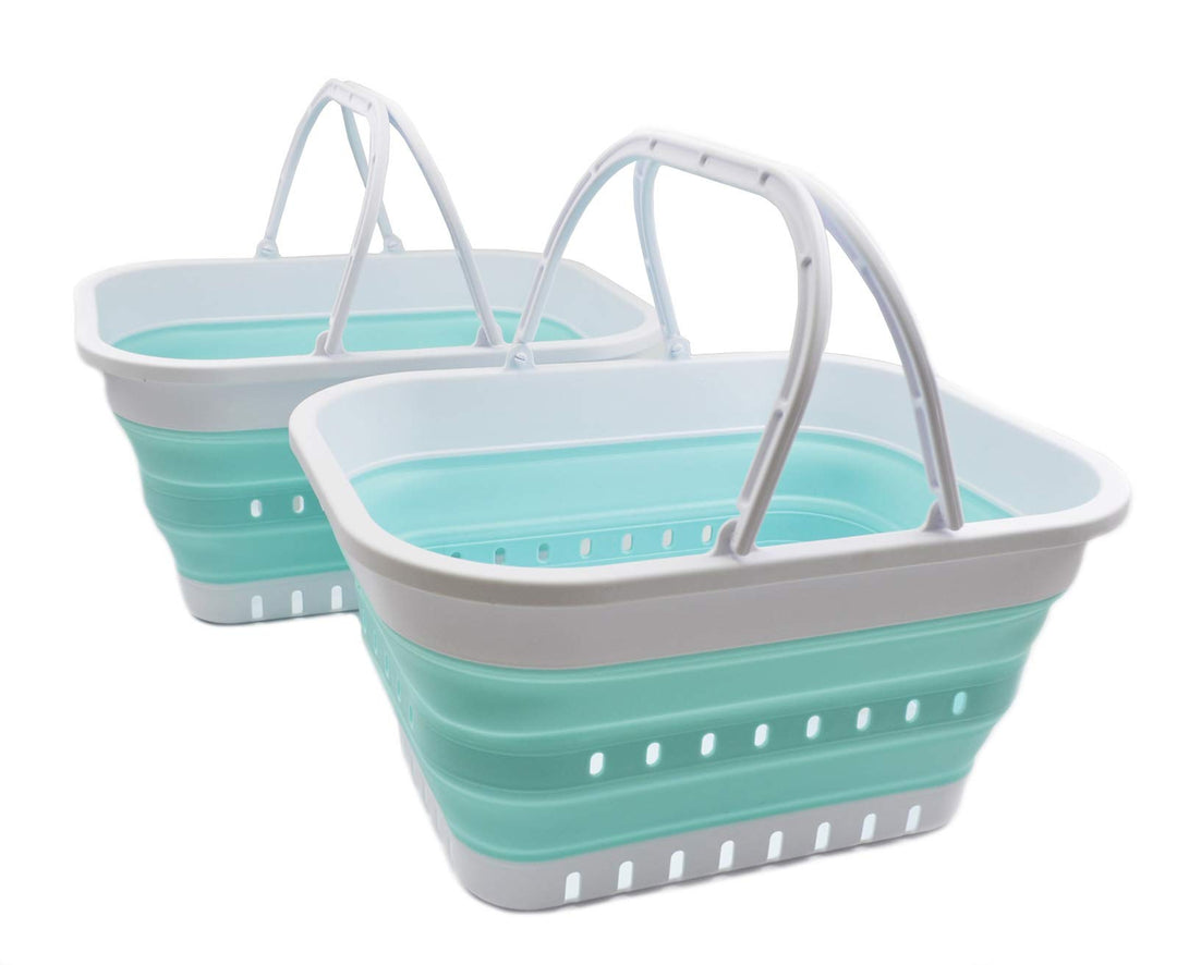 SAMMART 19L zusammenklappbare Wanne mit Griff – tragbarer Outdoor-Picknickkorb/Krater – Faltbare Ein