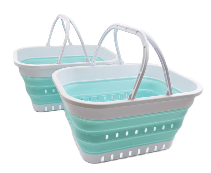SAMMART 19L zusammenklappbare Wanne mit Griff – tragbarer Outdoor-Picknickkorb/Krater – Faltbare Ein