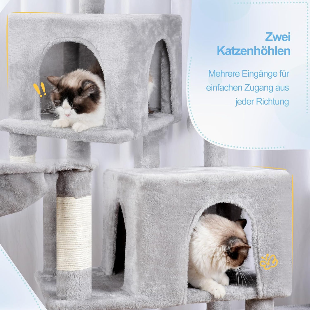 Hey-brother XXL Kratzbaum für gross Katzen, 180 cm hoch Stabil Katzenbaum mit rechts erweitert mit 3