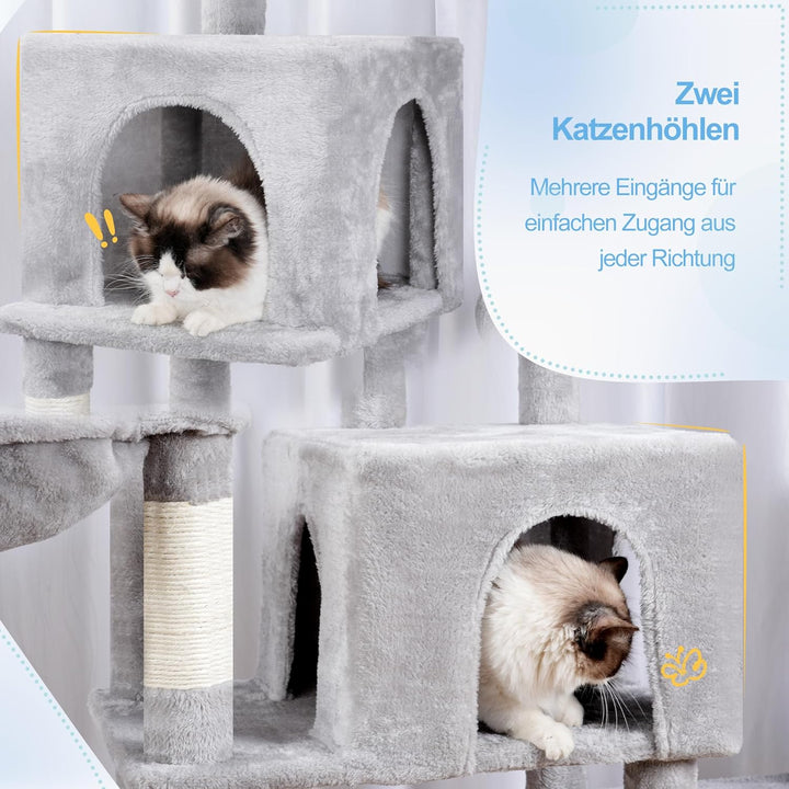 Hey-brother XXL Kratzbaum für gross Katzen, 180 cm hoch Stabil Katzenbaum mit rechts erweitert mit 3