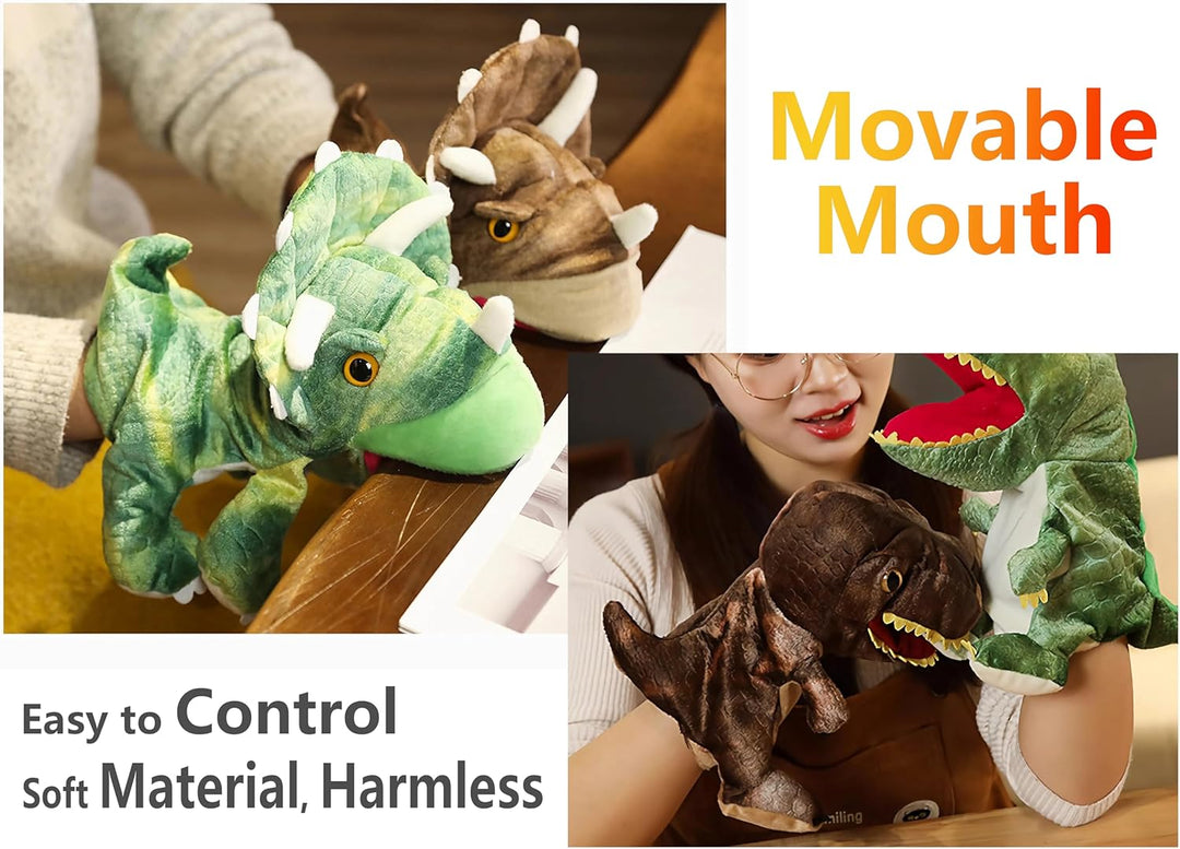 LOMTRATS Dinosaurier-Handpuppen für Kinder, Kleinkind enthält Triceratops und Tyrannosaurus Rex mit
