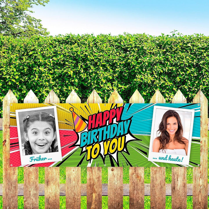 Geburtstagsbanner - XL Grössen - Überraschen Sie Ihr Kind - Happy Birthday Girlande - Banner Persona