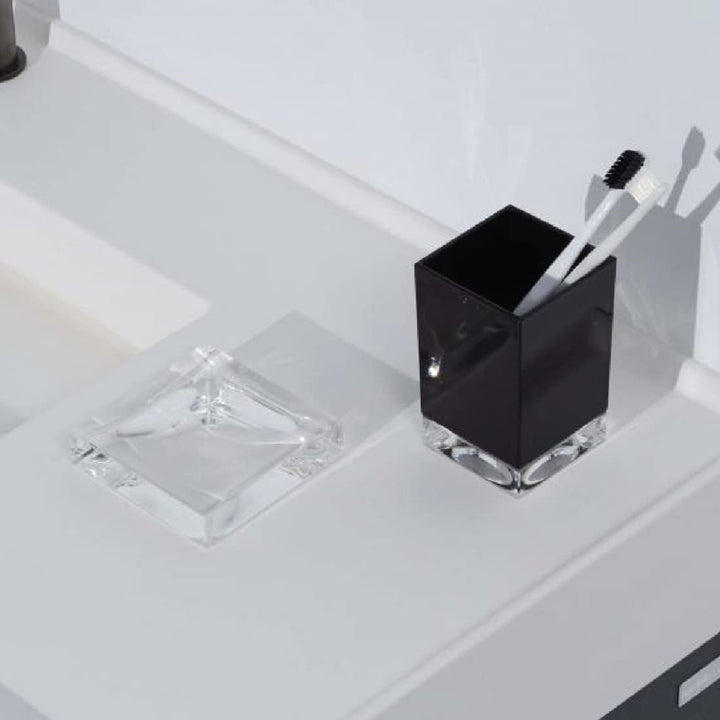 Kartell Boxy Zahnbürstenhalter, Plastik, Schwarz, 7 x 7 x 12 cm Porta spazzolino Schwarz, Porta spaz