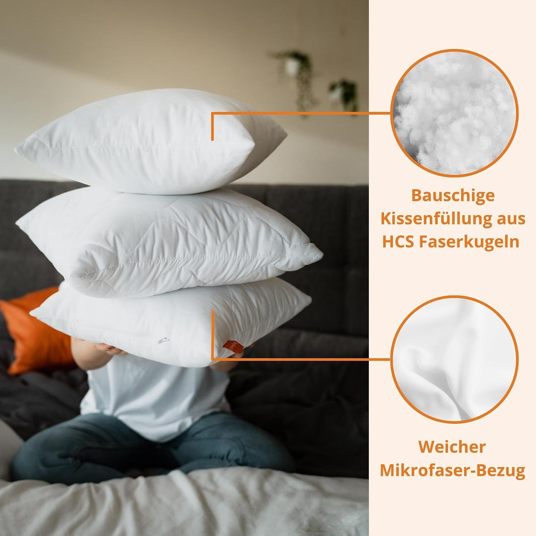 sleepling 2er Set Komfort 100 Kopfkissen, 50 x 75 cm,, waschbar bis 60 Grad, Made in EU, Füll