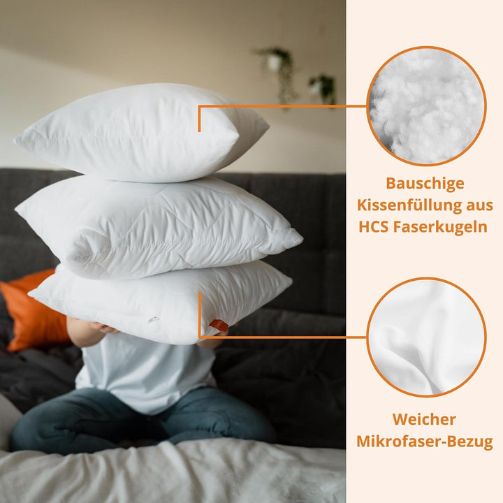 sleepling 2er Set Komfort 100 Kopfkissen, 50 x 75 cm,, waschbar bis 60 Grad, Made in EU, Füll