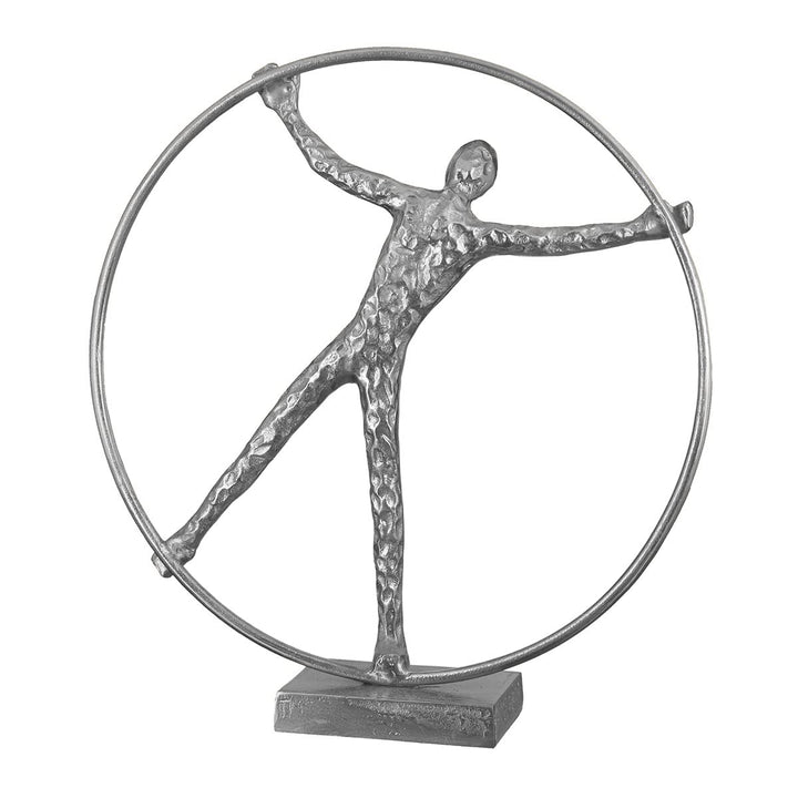 Casablanca Skulptur Gym Wheel - Aluminium Figur silberfarben Antikfinish H 41 cm