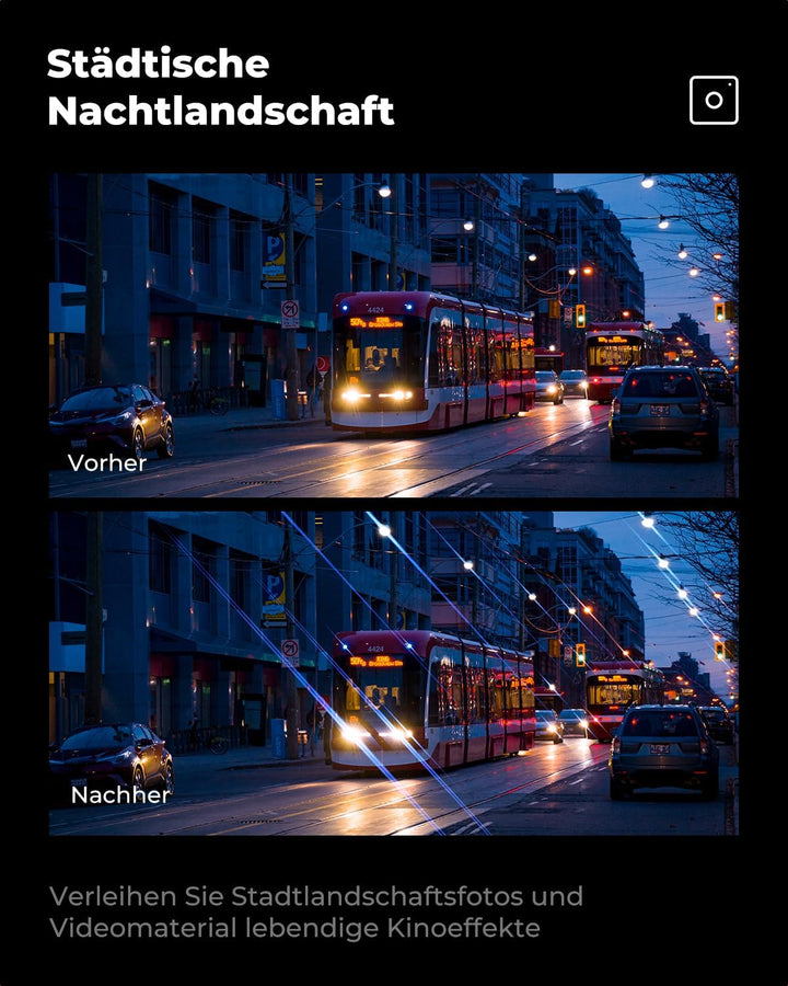 K&F Concept Nano-K Serie Blue Streak Anamorpher Effekt Filter 52mm Blaue Streifenfilter Anamorphic L