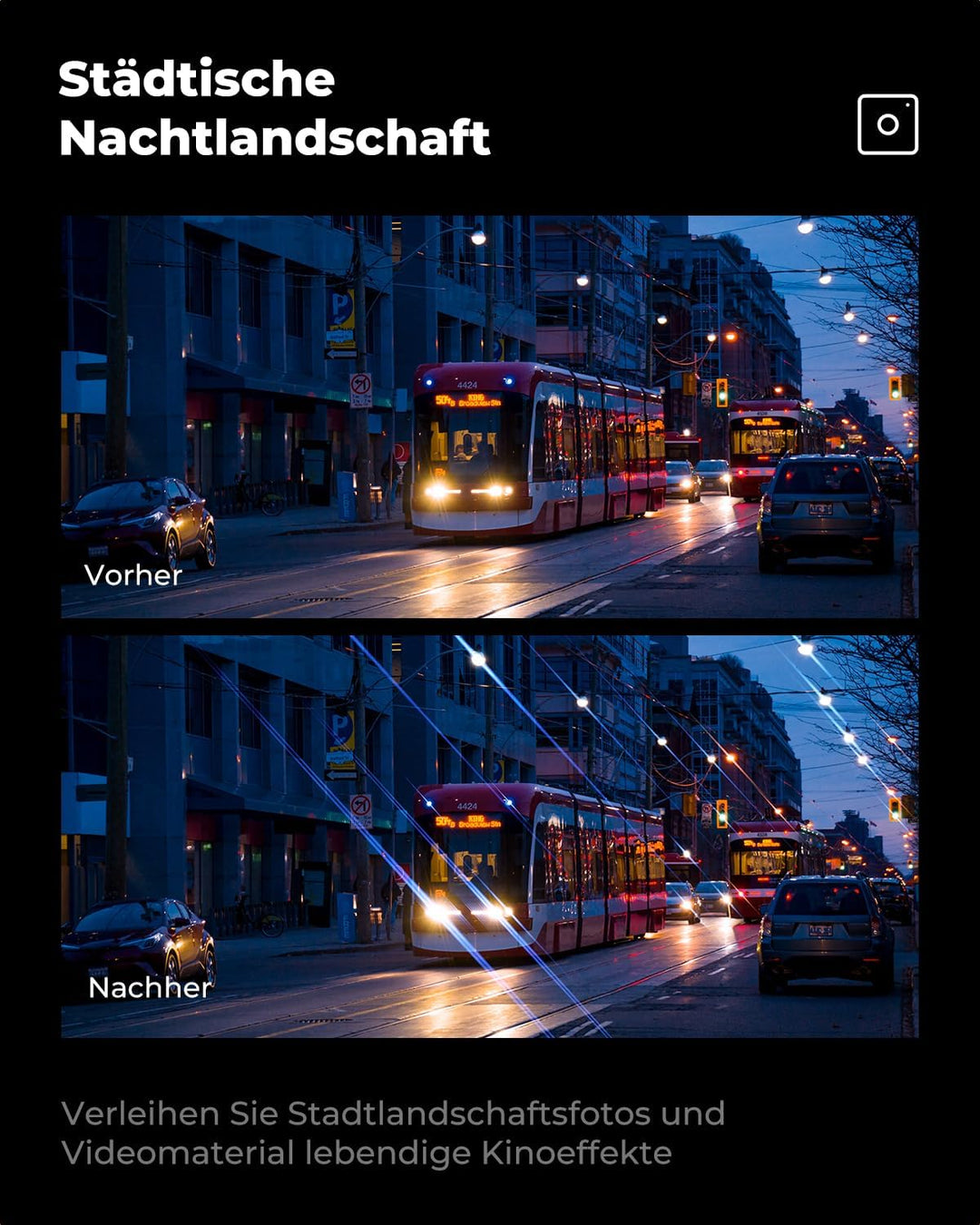 K&F Concept Nano-K Serie Blue Streak Anamorpher Effekt Filter 55mm Blaue Streifenfilter Anamorphic L