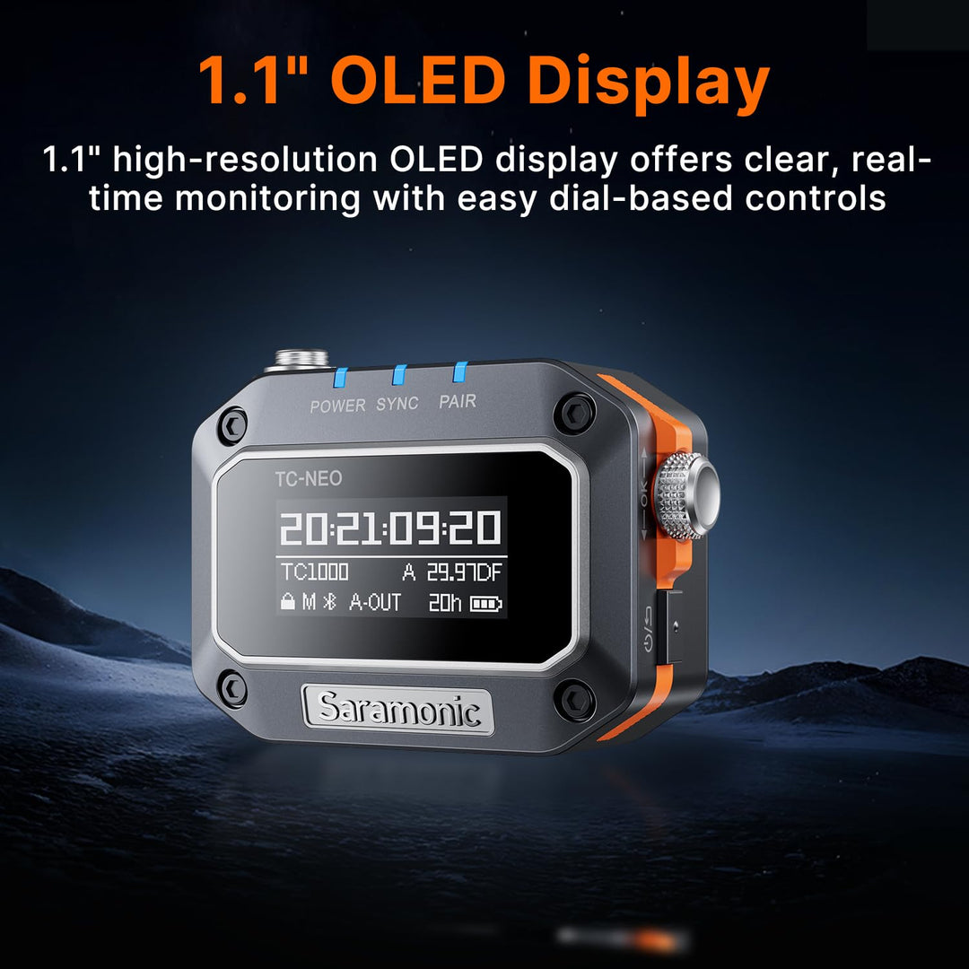 Saramonic TC-NEO | Zeitcode-Generator mit 2,4 GHz und Bluetooth-App, drahtlose Steuerung und Synchro