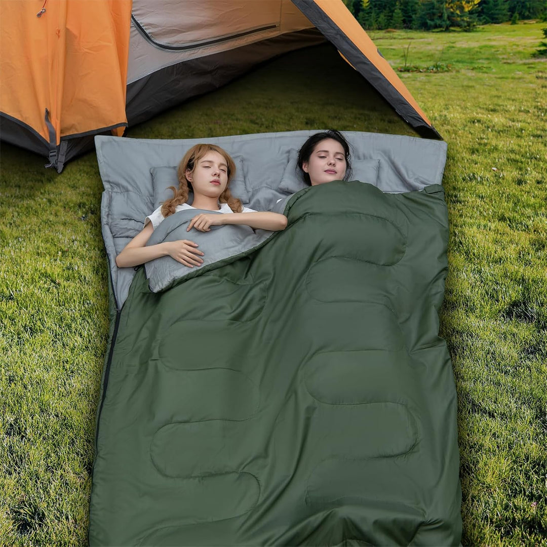 SOARS Schlafsack Doppelschlafsack 2 Personen, Deckenschlafsack mit 2 Kissen & Tragetasche, wasserdic