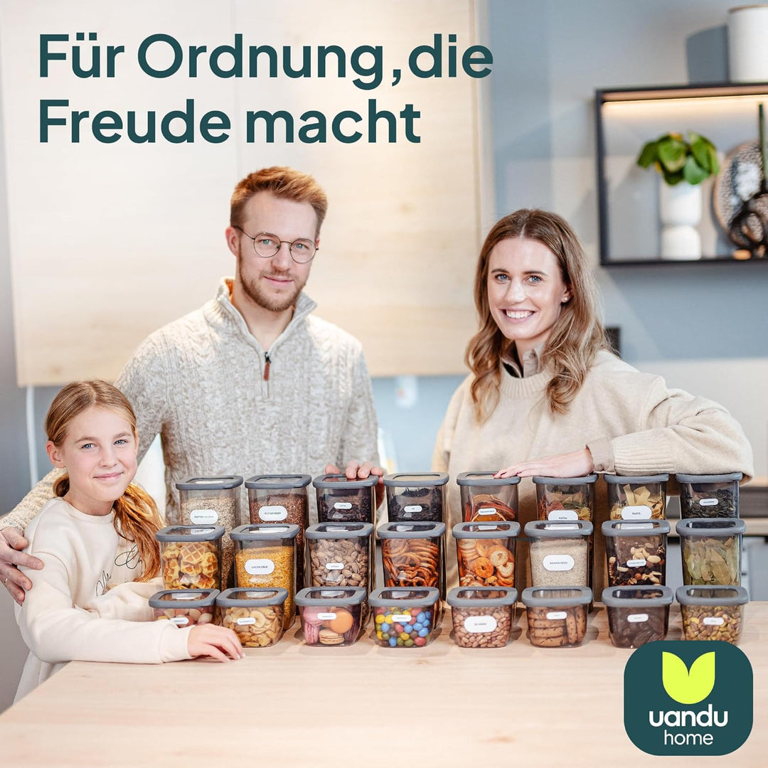 uandu Vorratsdosen mit Deckel luftdicht – 24er Vorratsbehälter Set BPA Frei, Aufbewahrungsdosen Küch