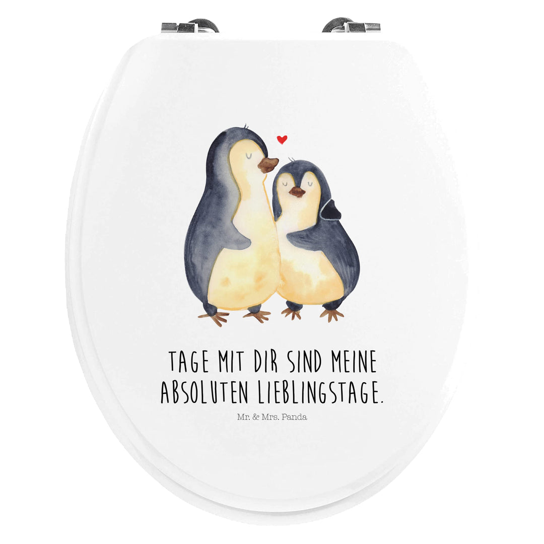 Mr. & Mrs. Panda Motiv WC Sitz Pinguin umarmend - Geschenk, Klobrille, Liebesbeweis, Seevogel, Toile