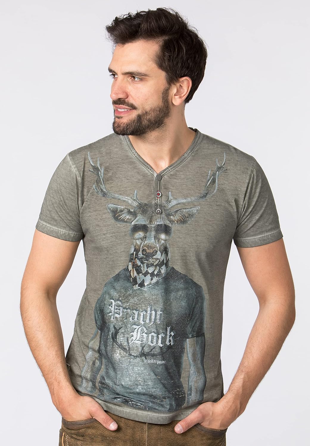 Stockerpoint Herren Prachtbock T-Shirt 3XL Stein, 3XL Stein