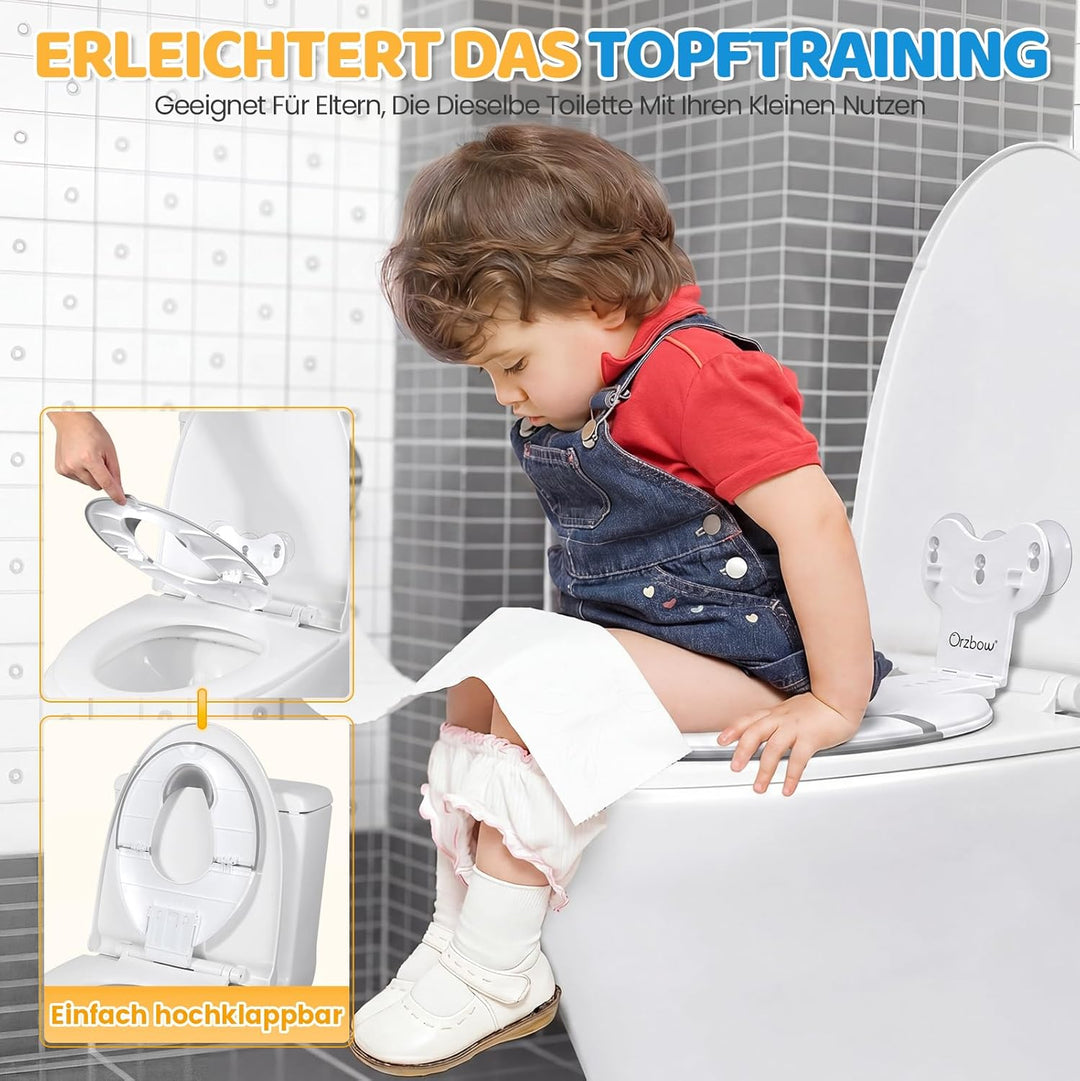 Orzbow Faltbarer Toilettensitz Kinder, Tragbarer Kinder Toilettensitz mit Weichgummi-Urin Barriere,