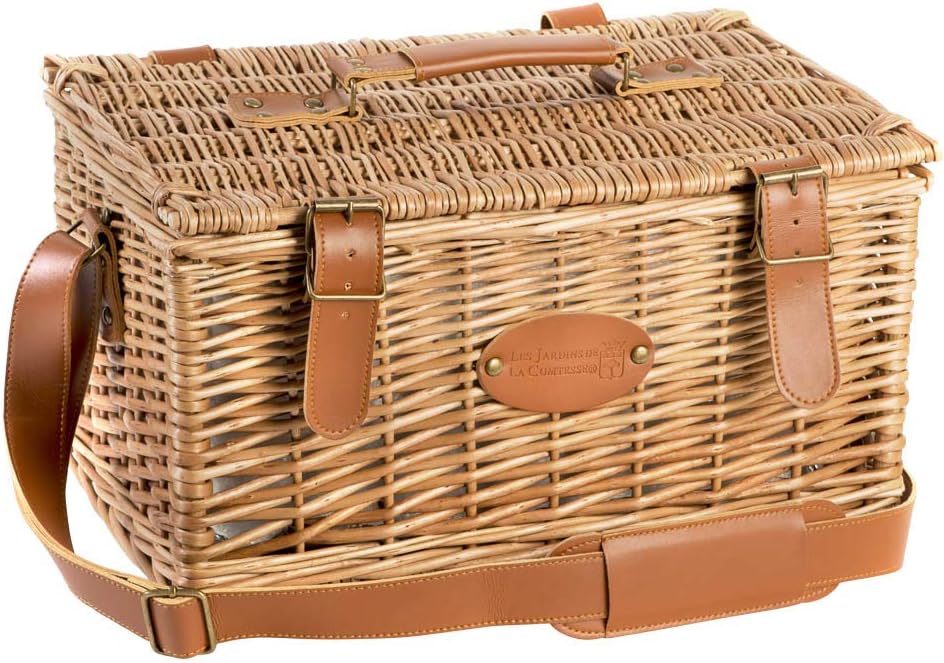 Les Jardins de la Comtesse - Picknickkoffer Trianon Grün - Lederriemen - Komplett Für 2 Personen - K