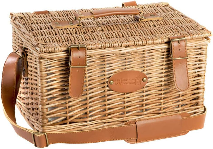 Les Jardins de la Comtesse - Picknickkoffer Trianon Grün - Lederriemen - Komplett Für 2 Personen - K