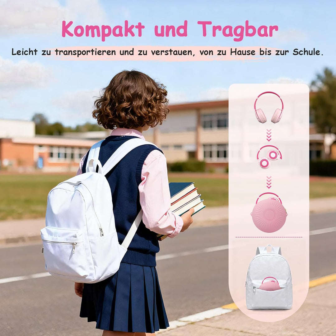 Kopfhörer Kinder Bluetooth | Noise Cancelling Kopfhoerer Kinder | 60h Spielzeit, Leicht über Ohr Kin