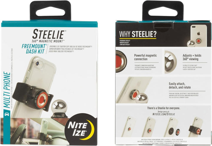 Nite Ize FreeMount Car Mount Kit, STFD-01-R8, Schwarz, Silber, Schwarz, Silber