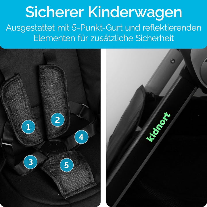 Isbjörn Kinderbuggy ab Geburt bis 22 kg, klappbar mit Liegefunktion, umsetzbare Sitzeinheit, grosse