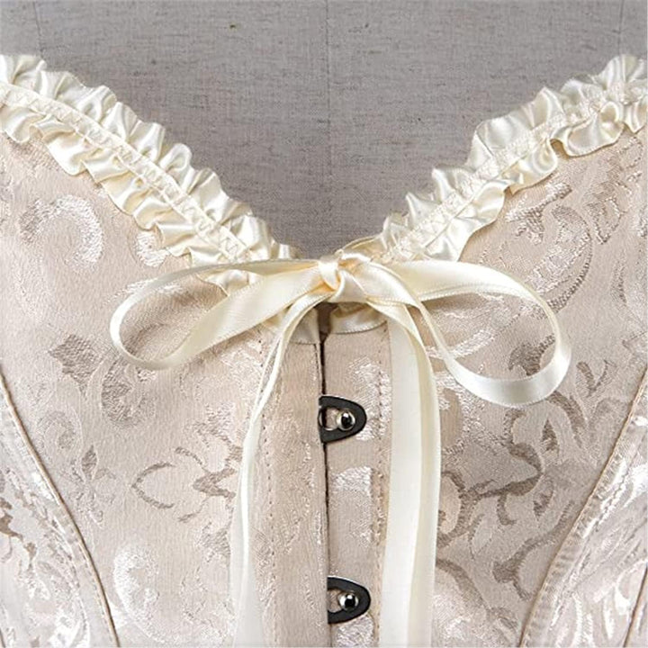 Damen Korsett Bauchweg Vollbrust Corsage Top Gothic Burlesque Schnüren Bustier Aprikose M, Aprikose