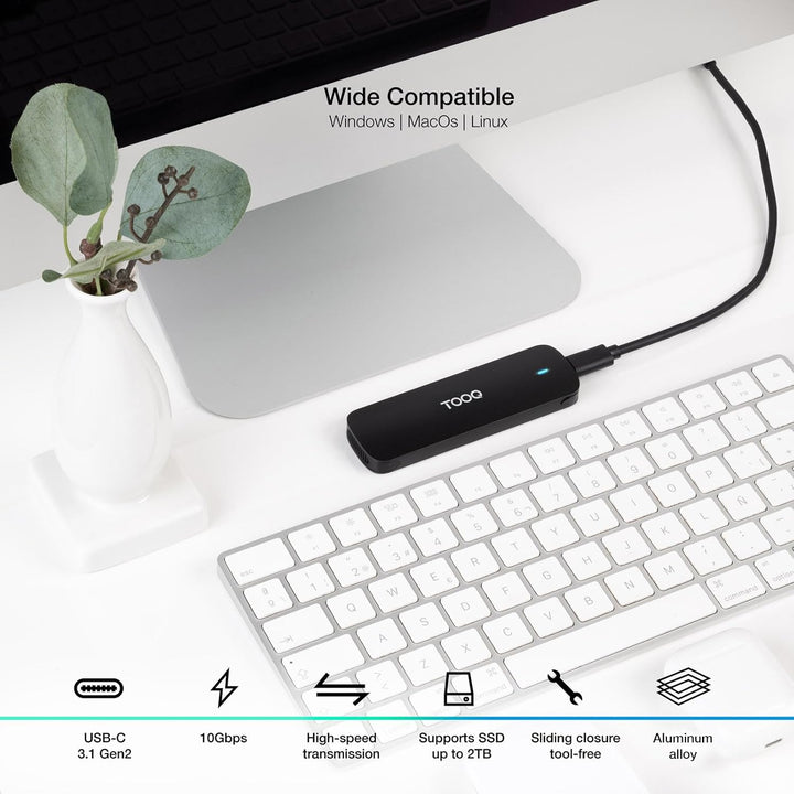 TOOQ TQE-2201B – Externes Gehäuse für M.2 NVMe SSD, Aluminium, Schwarz
