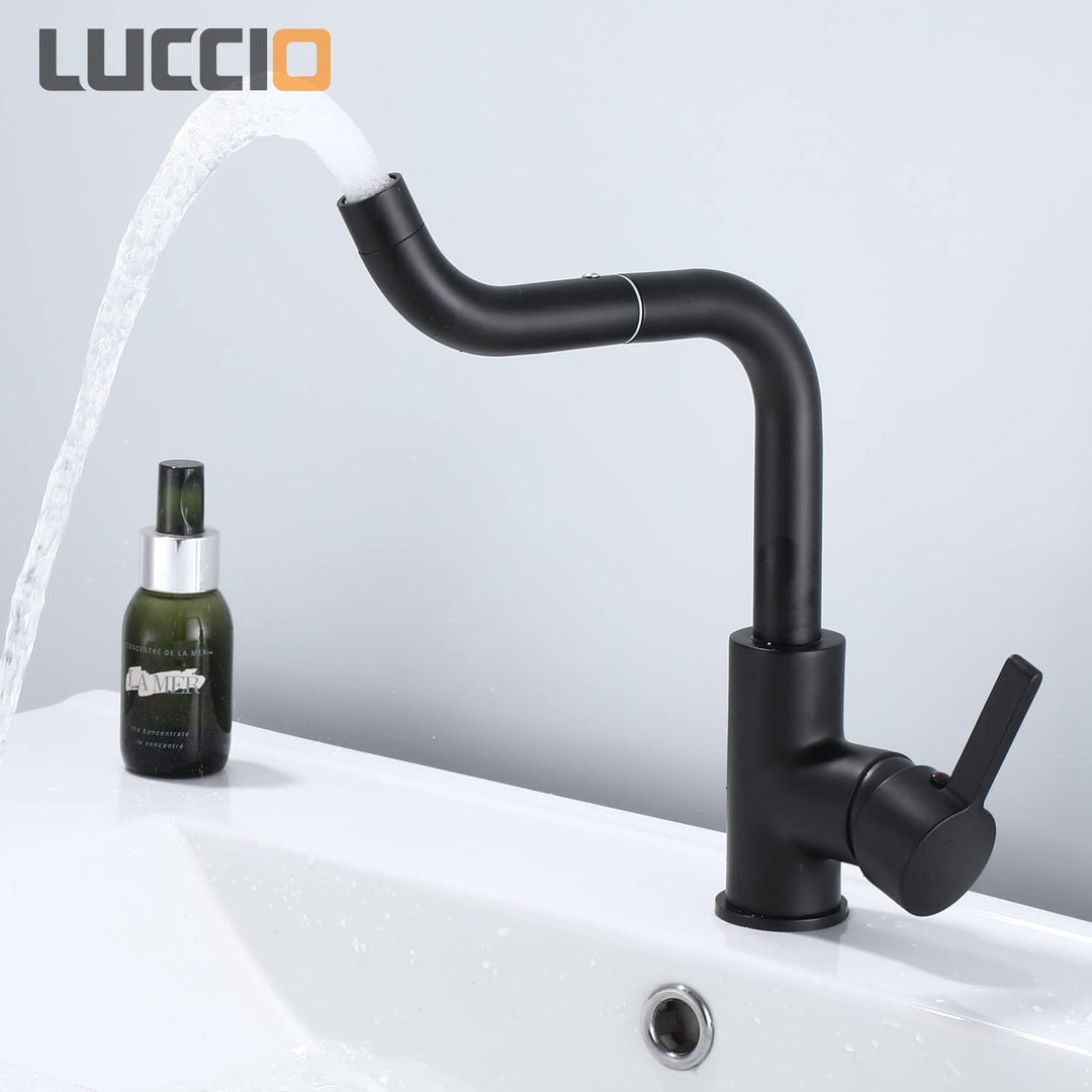 ZXC Niederdruck Küchen Armatur mit schwenkbaren Auslauf, moderner Einhandmischer Wasserhahn in Schwa
