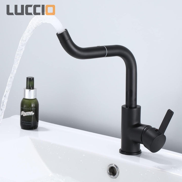 ZXC Niederdruck Küchen Armatur mit schwenkbaren Auslauf, moderner Einhandmischer Wasserhahn in Schwa