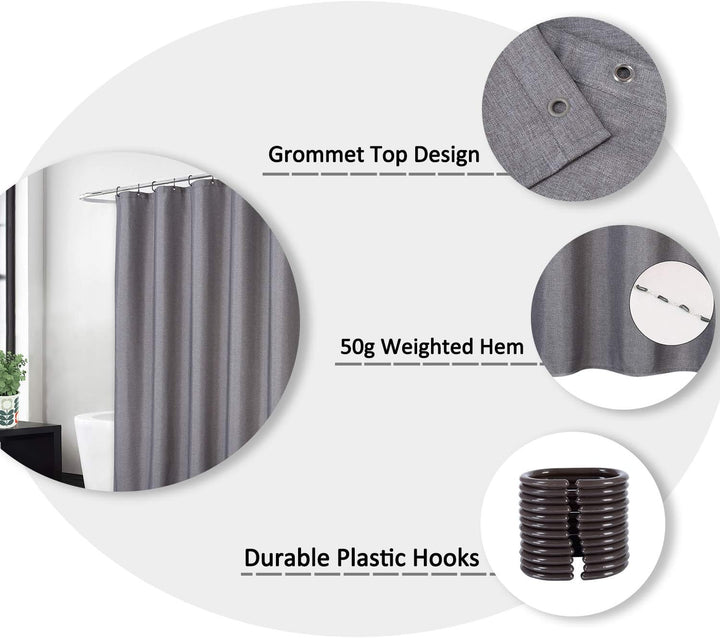 Flachs Leinen wie 240GSM Schwerer Stall Duschvorhang für Badezimmer mit Haken Hotel Luxus Stoff wasc