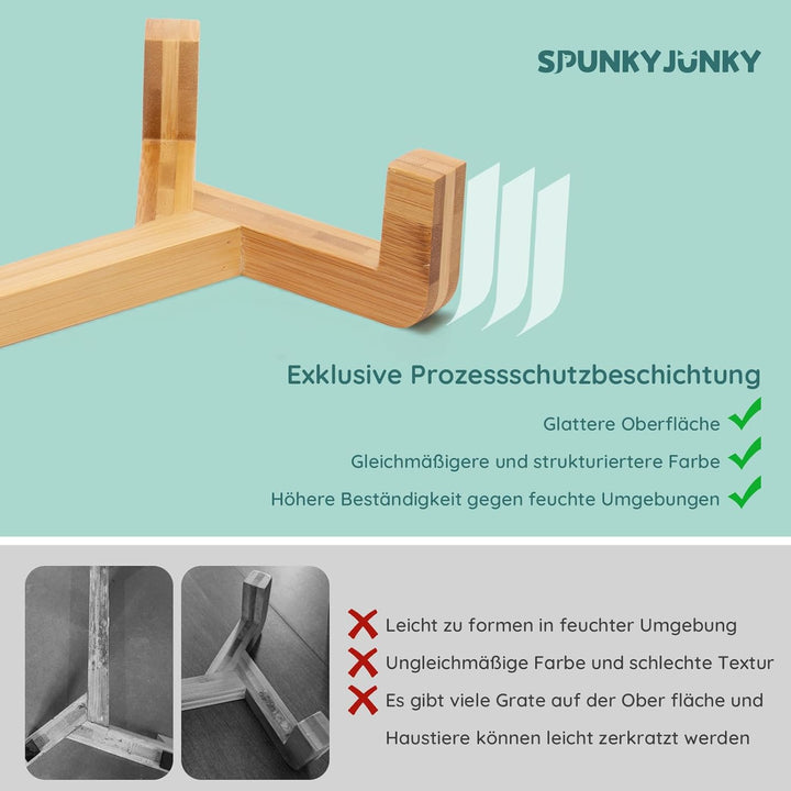 SPUNKYJUNKY Hundenapf Keramik Doppel Hund Futternapf mit Bambus Ständer für Katzen und Hunde (400ml,