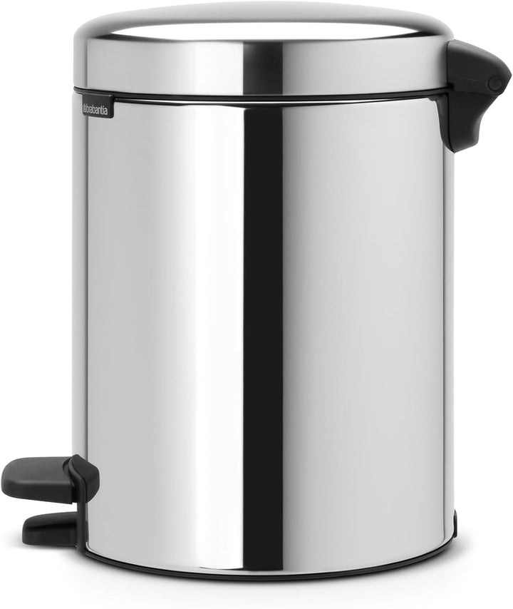 Brabantia Treteimer mit Inneneimer aus Kunststoff, stahl, Brilliant Steel, 5L, Brilliant Stahl 5 Lit