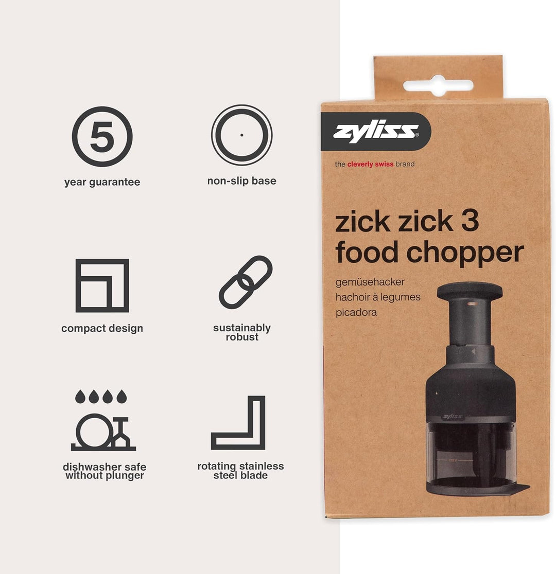 Zyliss Zick Zick 3 Manueller Lebensmittelzerkleinerer, manueller Gemüseschneider und -würfelschneide