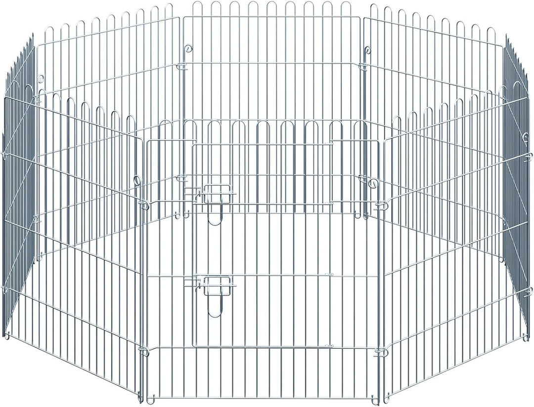 PawHut Freilaufgehege Welpenauslauf Welpenzaun Laufstall Welpengitter für Tiere 8-teilig B63 x H76 c