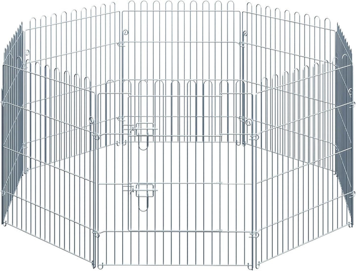 PawHut Freilaufgehege Welpenauslauf Welpenzaun Laufstall Welpengitter für Tiere 8-teilig B63 x H76 c