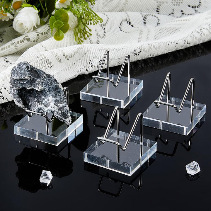 DICOSMETIC 4 Stück Kristall Display Halter Metall Arm Display Ständer Acryl Edelstahl Ständer Felsen