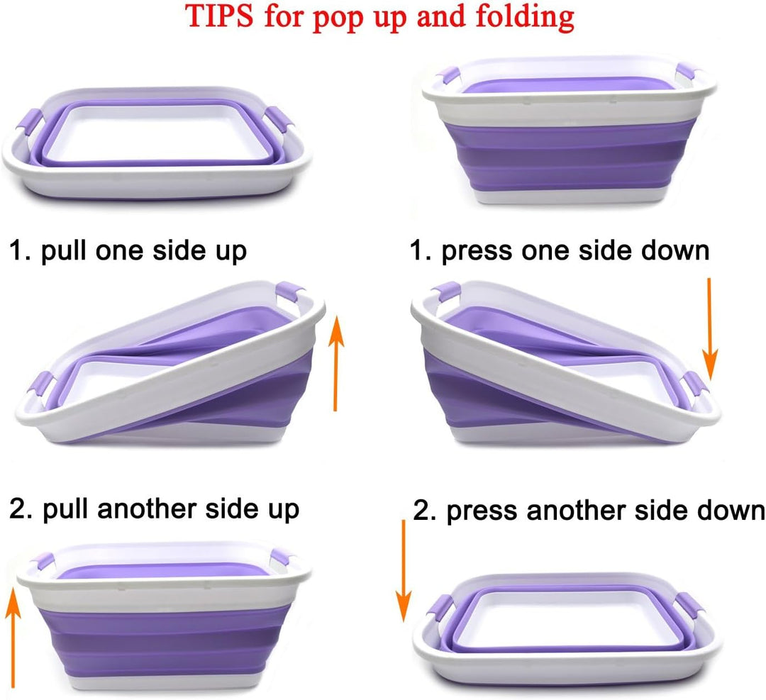 SAMMART 41L Collapsible Plastic Laundry Basket - Foldable Pop Up Storage Container/Organizer - Porta
