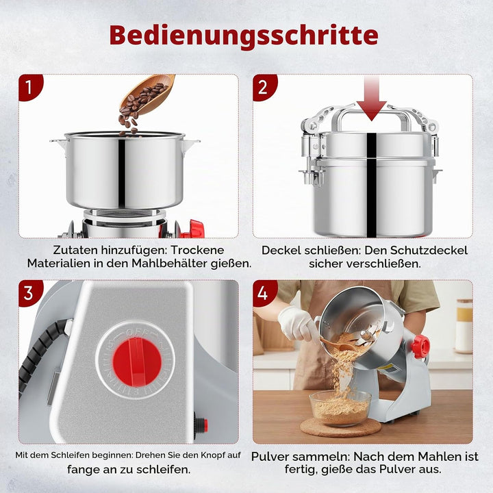 Tragbare Getreidemühle 220 V,Zum Mahlen schütteln,Hochgeschwindigkeits Schleifmaschine Mehl Pulver,D