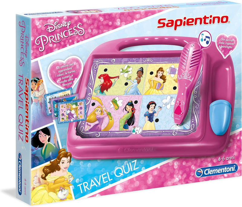 Clementoni Travel Quiz Reise-Set (Italienische Version) Prinzessin bunt, Prinzessin