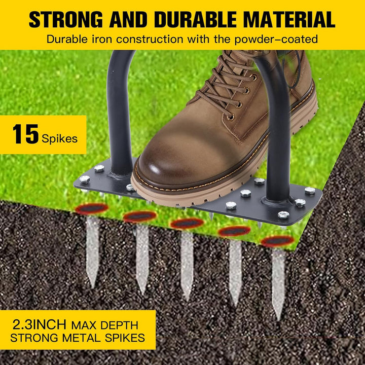 ROCKY&CHAO Rasenlüfter Aerifizierer für Rasen –Mini Manuelles Rasenbelüften Gerät mit 15 Spikes, T-G