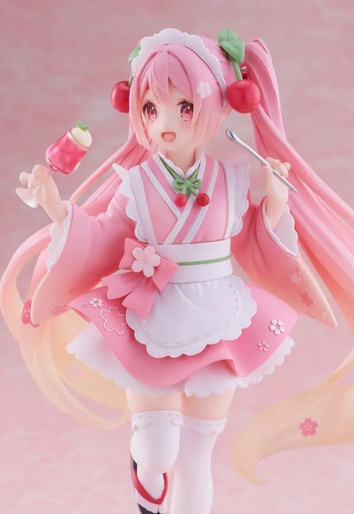 Taito Hatsune Miku Statuette PVC Newley Written Sakura Miku Japanese Cafe Ver. 18 cm