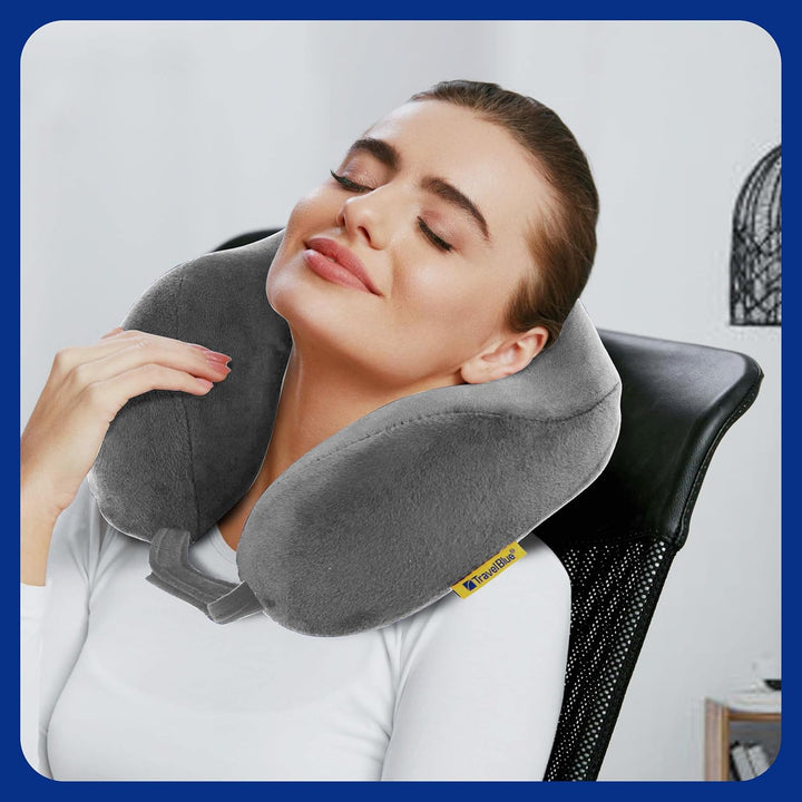 Travel Blue Reisekissen Memory Foam - Bequemes Memory Foam Kissen mit weichem Bezug, hervorragende K