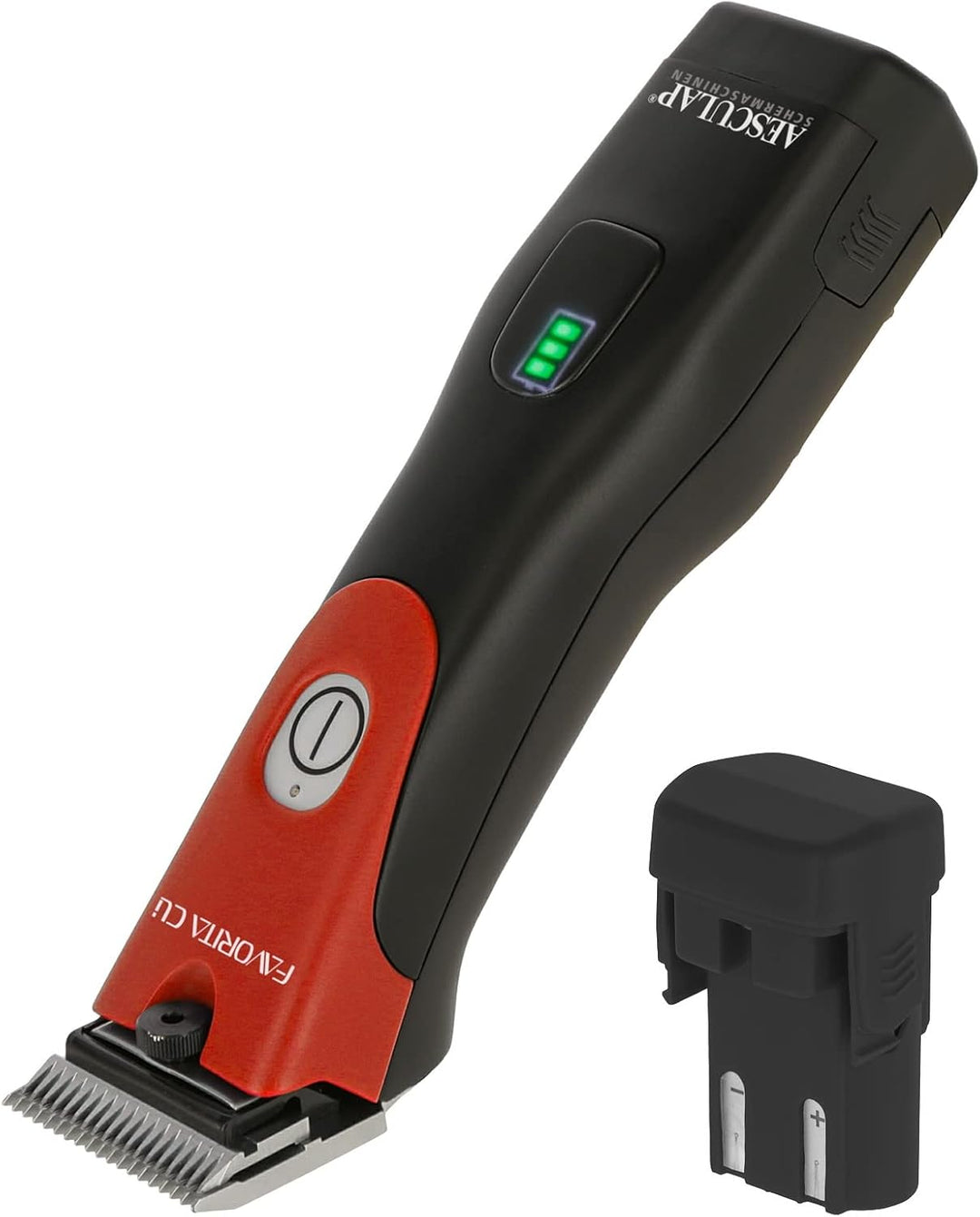 Agrarzone Edition Aesculap Favorita CLi Akku Schermaschine rot mit Aufsteckkamm Set | Ergonomische P