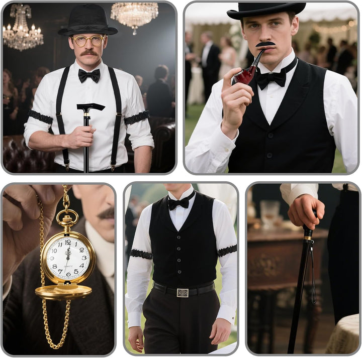 20er Jahre Kostüm Herren Accessoires,20er Jahre Kostüm Herrens,Mafia-Kostüm mit Weste, Baskenmütze,F
