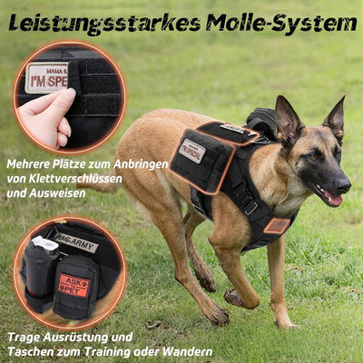 rabbitgoo No Pull Hundegeschirr Mittlere Grosse Hunde, Taktische Brustgeschirr mit MOLLE Griff Metal