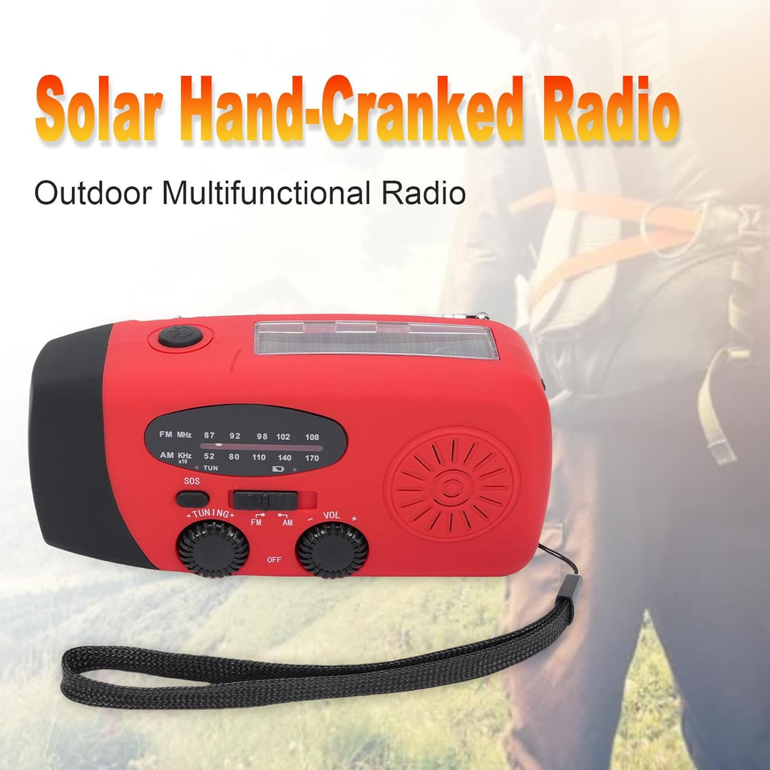 Bewinner Solar-Notfall-Kurbelradio mit Taschenlampe, 2000-mAh-Powerbank, Tragbares AM-FM-Wetterradio