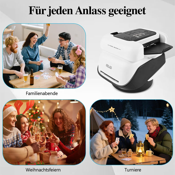 2 in 1 Automatische Kartenmischer und Kartensender, 360° Kartenmischmaschine und Austeiler, für Spie